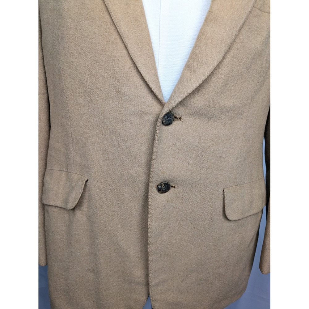 Oxxford Clothes Barneys NY Pure Camel Hair Blazer Tan Mens 38 40 Exmoor VTG FLAW - Picture 14 of 16